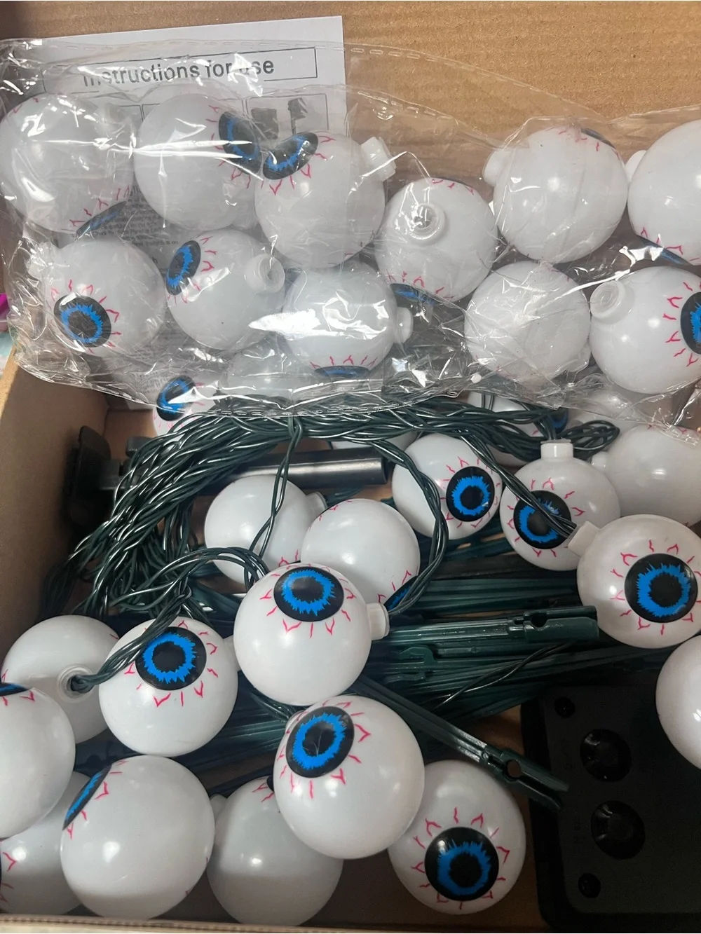Halloween Eyeball String Lights - White and Blue Party Decoration